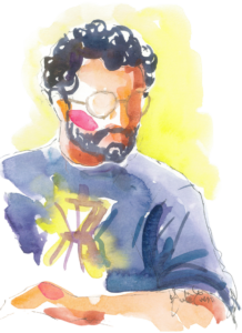 Illustration, aquarelle, profil, portrait, Marco